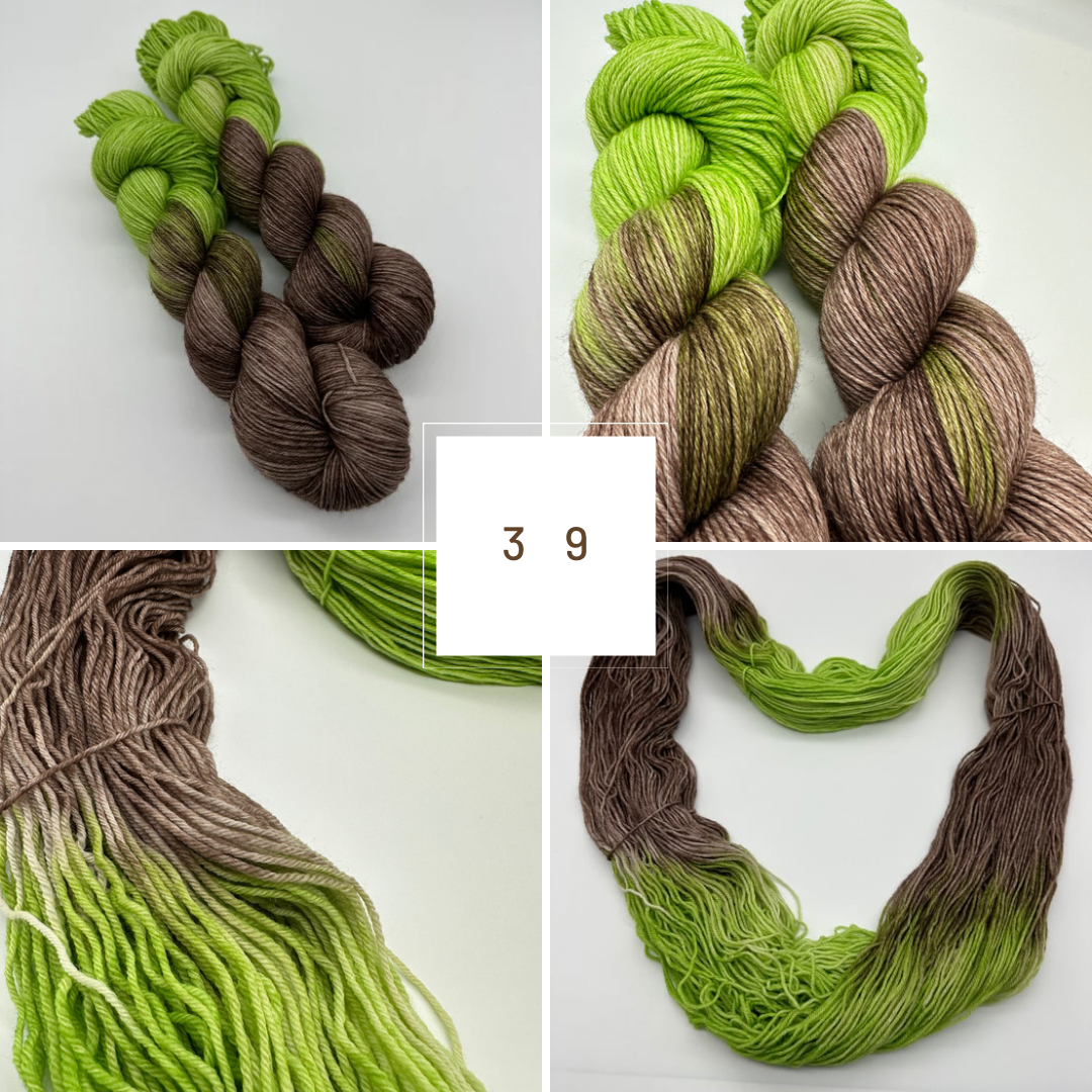 Handgefärbte Sockenwolle, 4-fach Wolle, 100 g, Nr. 39