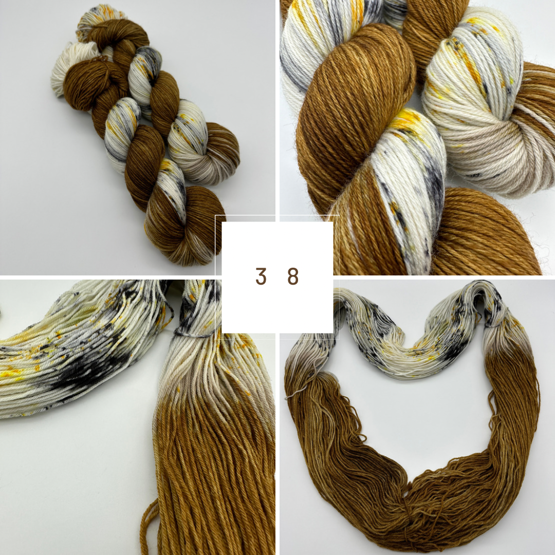 Handgefärbte Sockenwolle, 4-fach Wolle, 100 g, Nr. 38