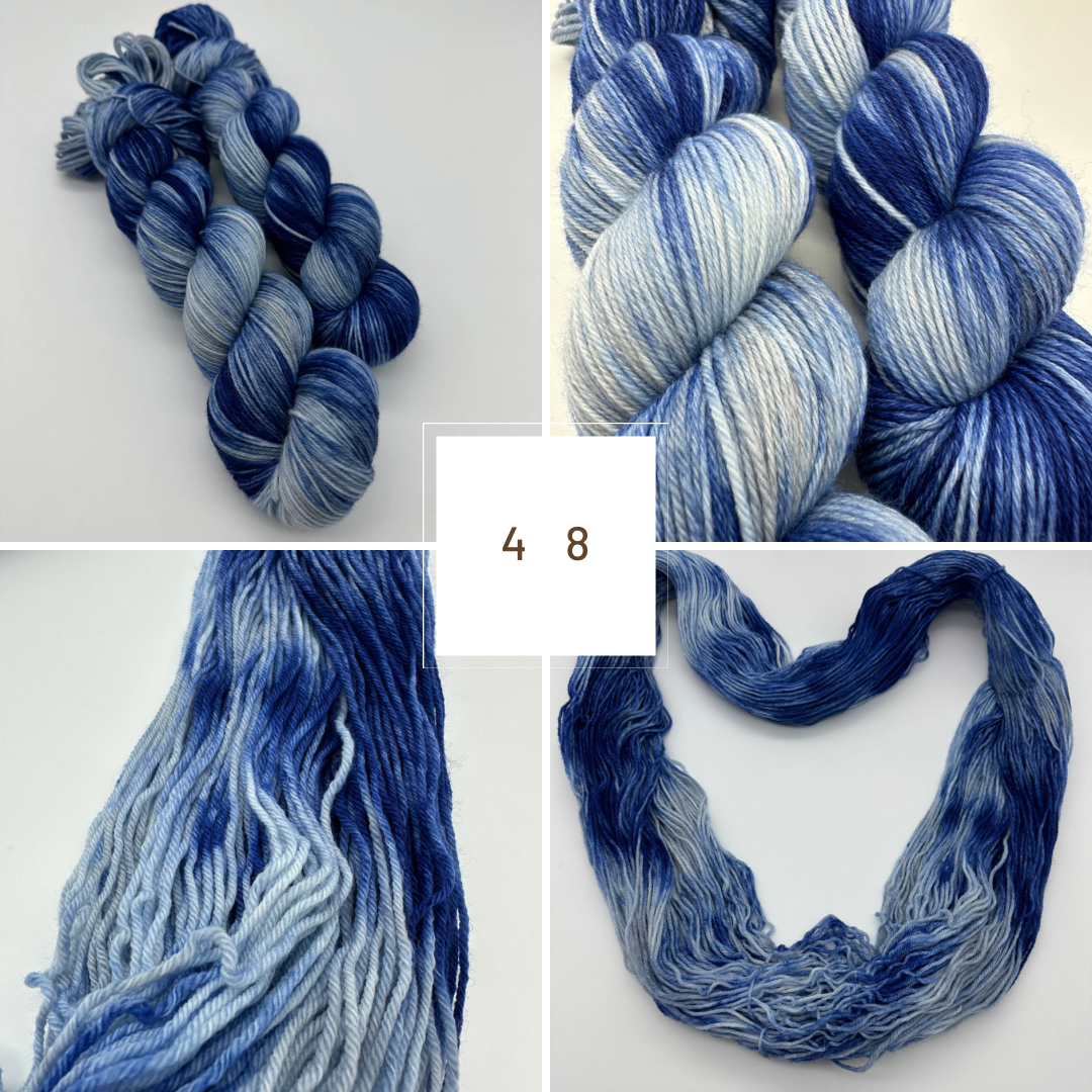 Handgefärbte Sockenwolle, 4-fach Wolle, 100 g, Nr. 48