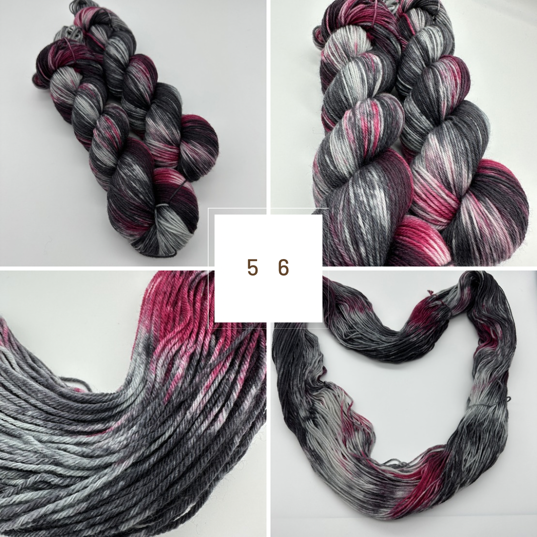 Handgefärbte Sockenwolle, 4-fach Wolle, 100 g, Nr. 56