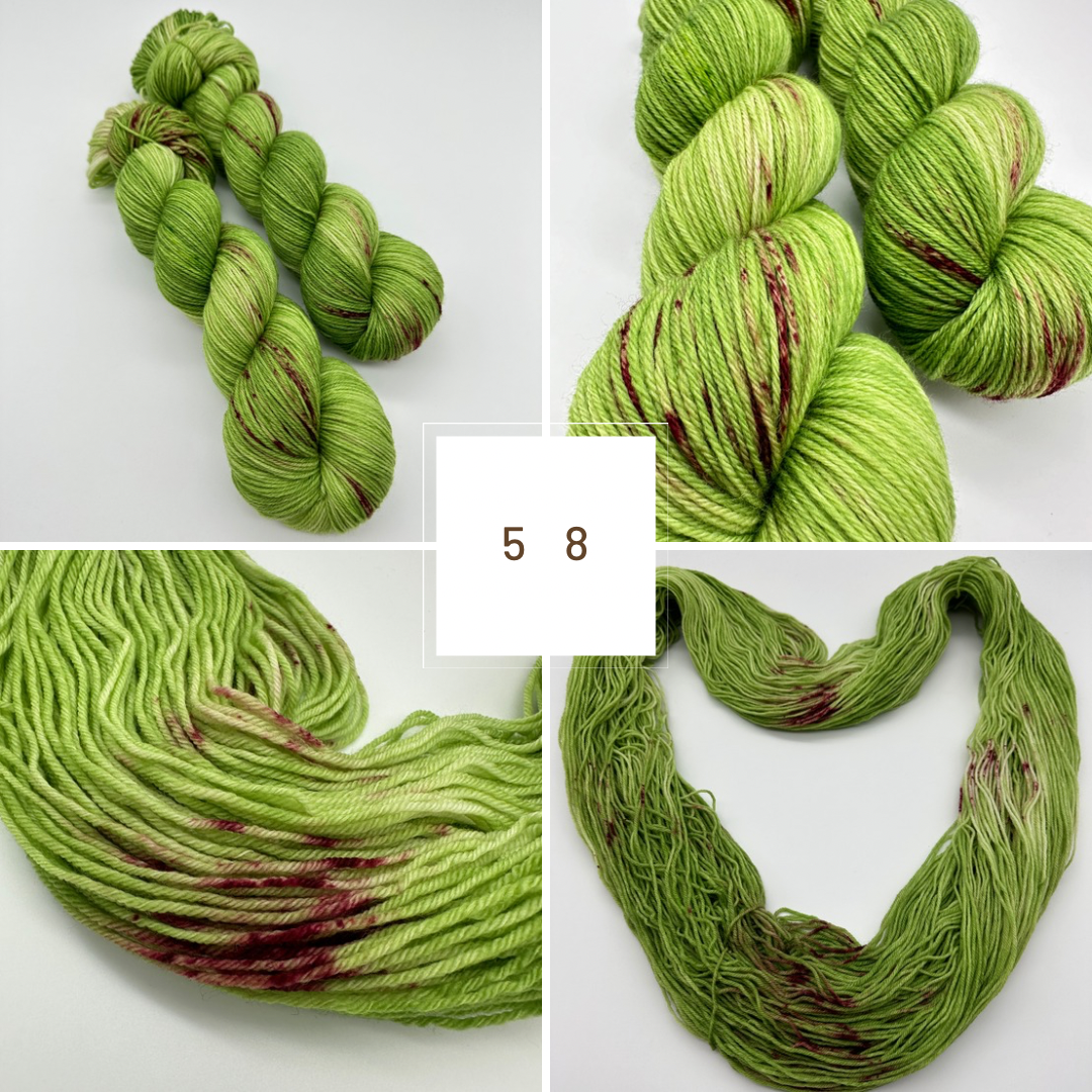 Handgefärbte Sockenwolle, 4-fach Wolle, 100 g, Nr. 58