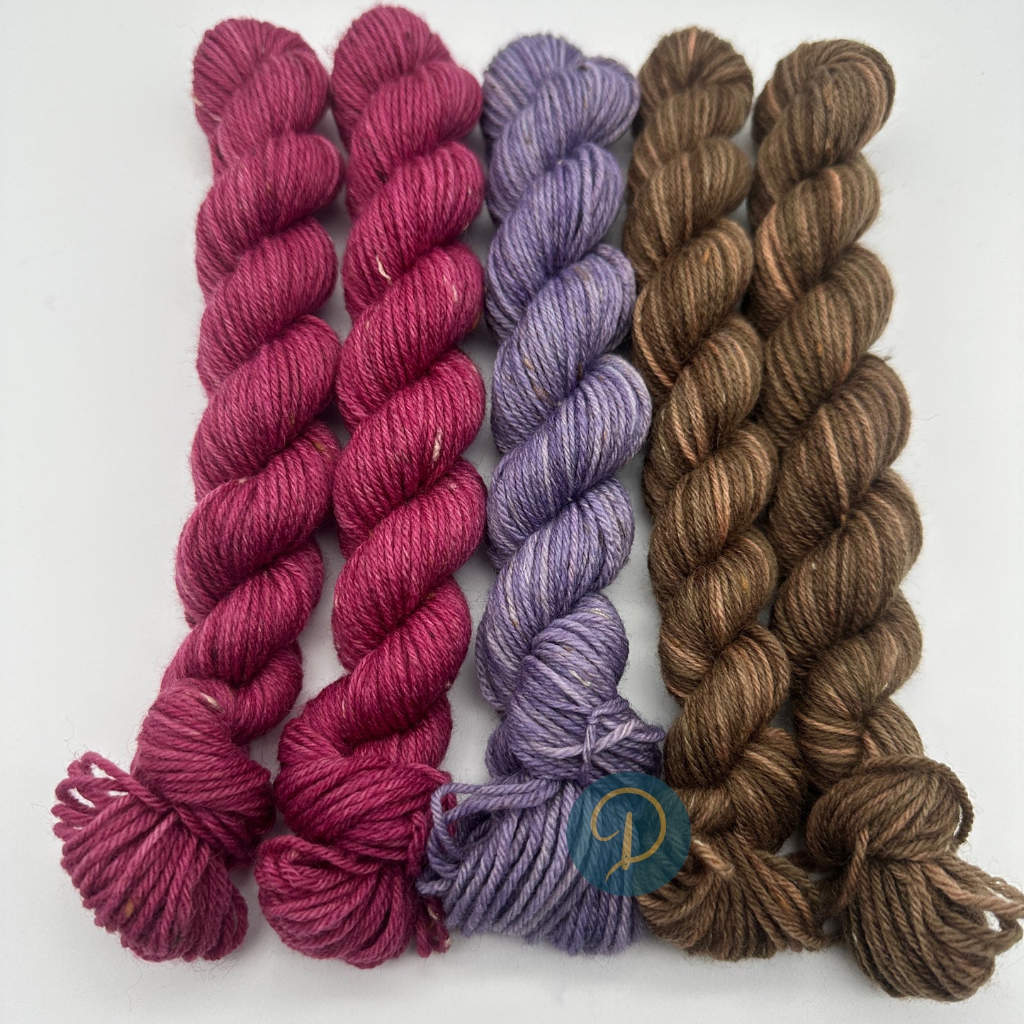 Handgefärbte Sockenwolle, Mini Stränge "TWEED" 4-fach, 5 x 20g Set