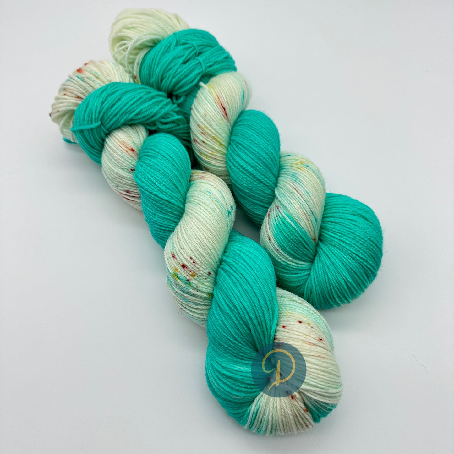 Handgefärbte Sockenwolle, "Spring in aqua", 4-fach Wolle, 100 g, Nr. 36