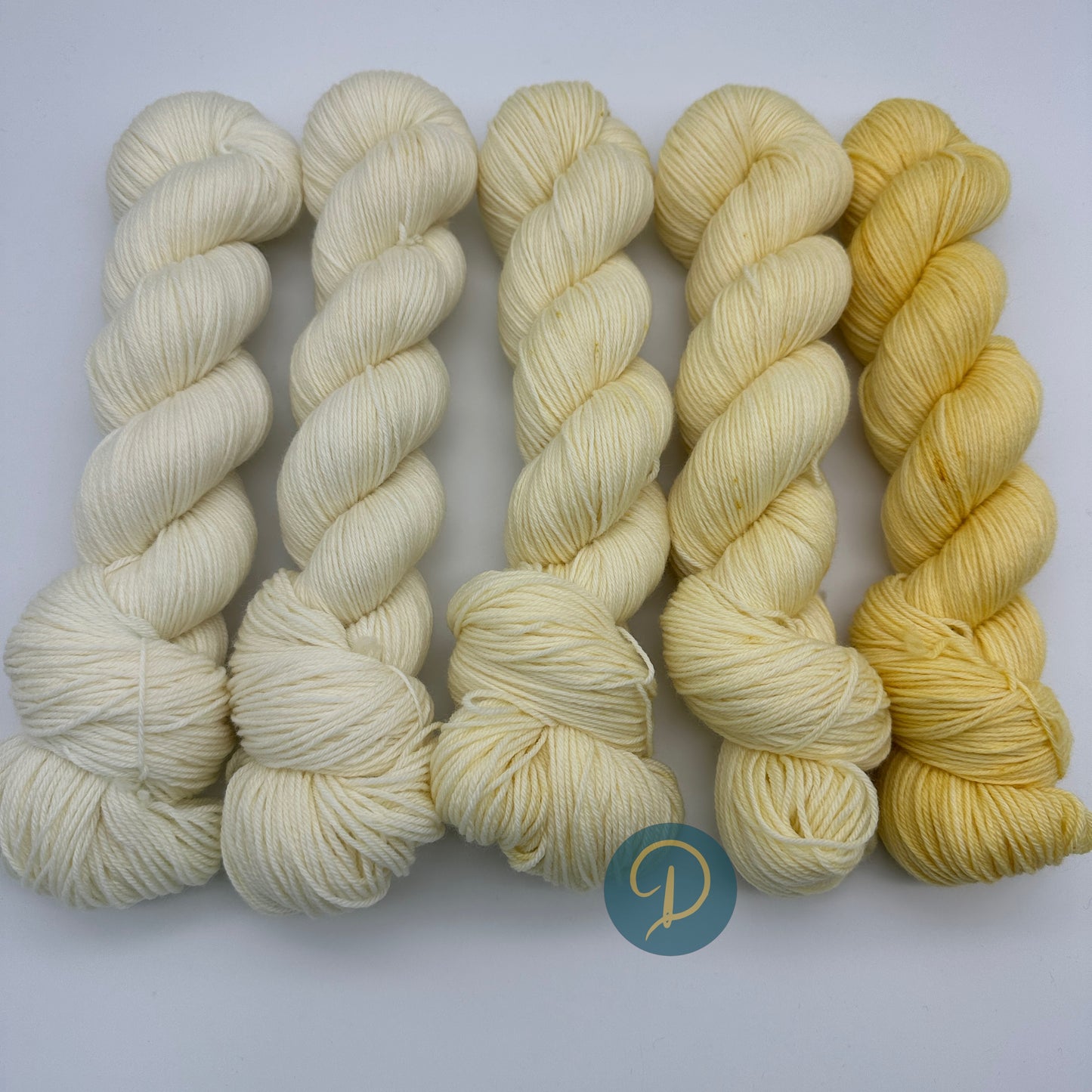 Fade Set, handgefärbte Wolle, 4-fach, 5 Stränge je 100g, F10
