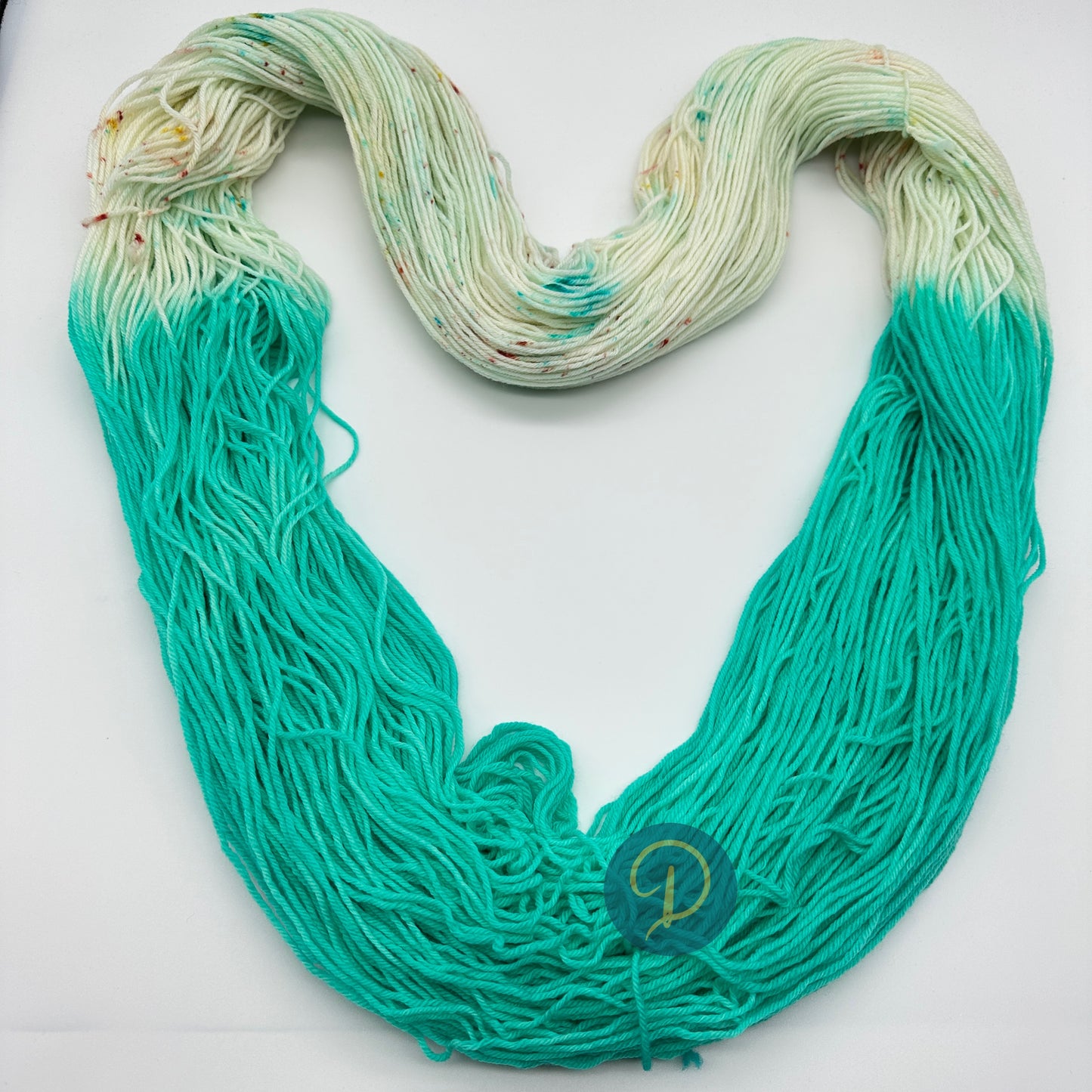 Handgefärbte Sockenwolle, "Spring in aqua", 4-fach Wolle, 100 g, Nr. 36
