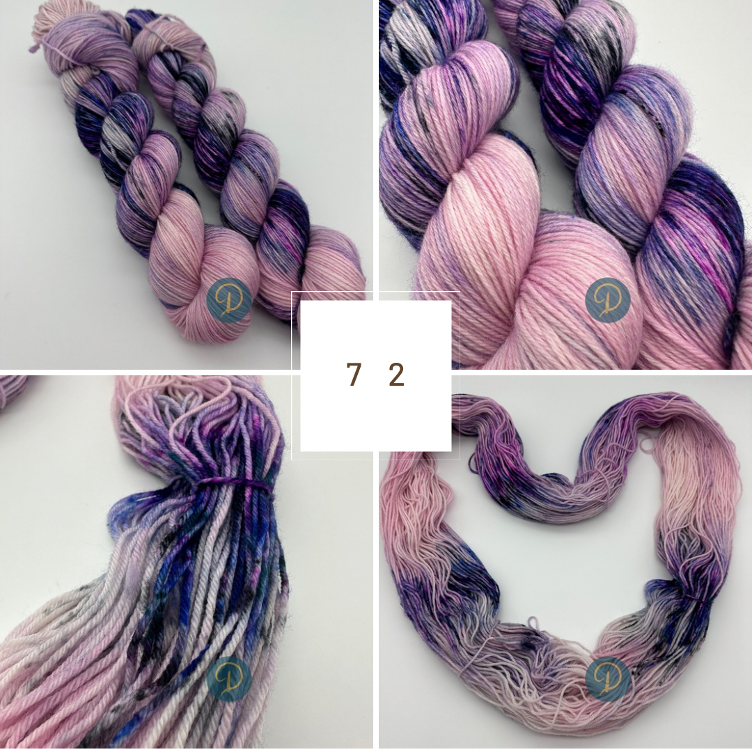 Handgefärbte Sockenwolle, 4-fach Wolle, 100 g, Nr. 72