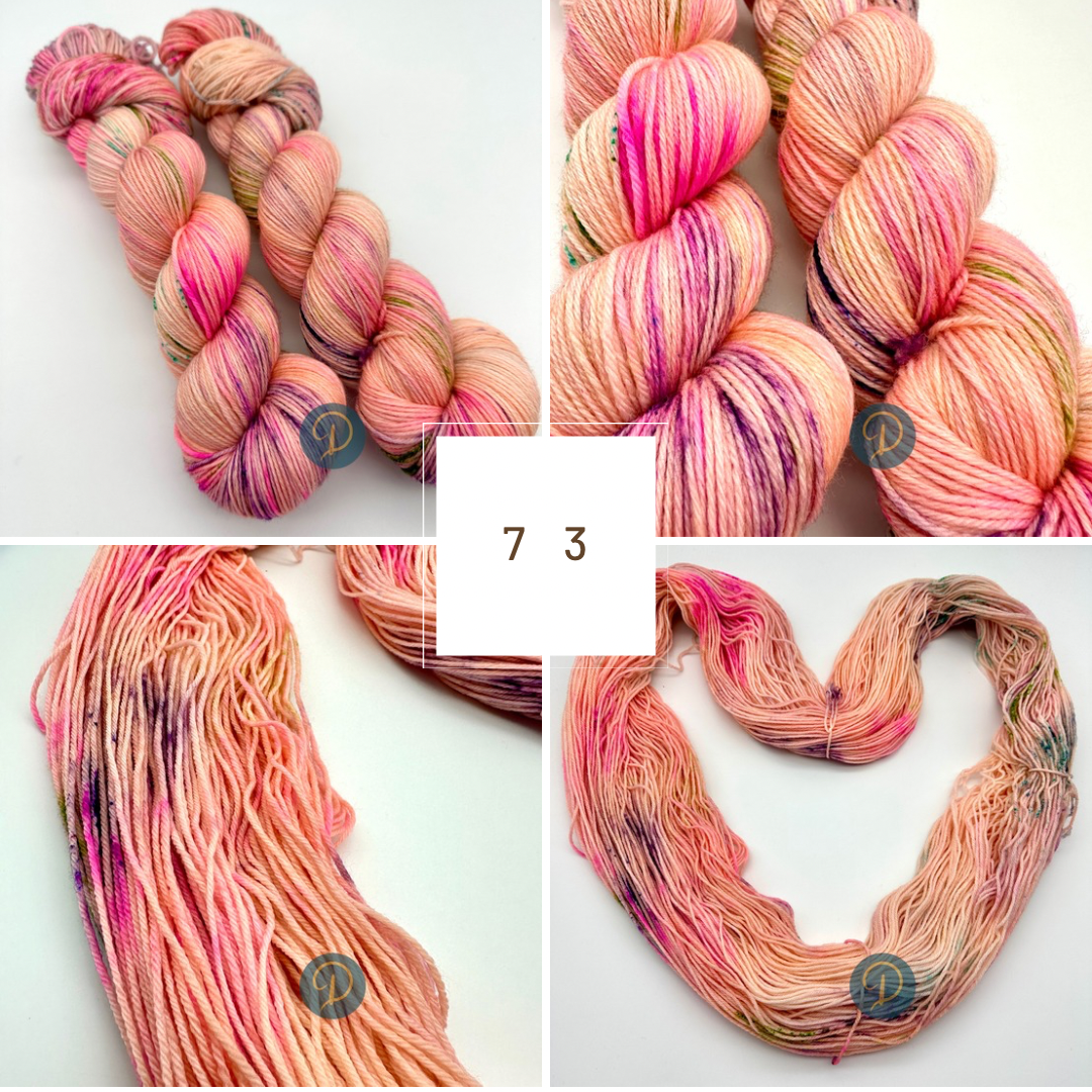 Handgefärbte Sockenwolle, 4-fach Wolle, 100 g, Nr. 73