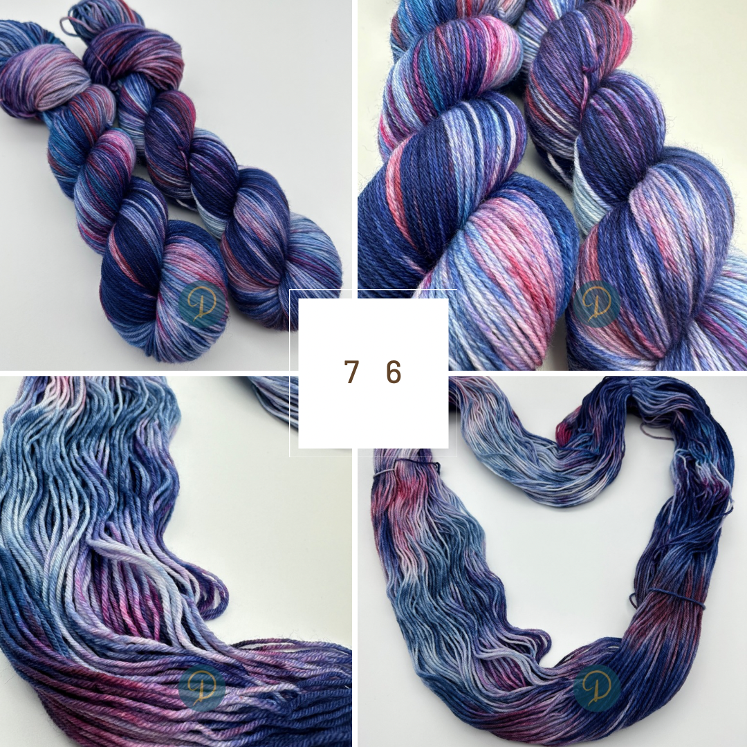 Handgefärbte Sockenwolle, 4-fach Wolle, 100 g, Nr. 76