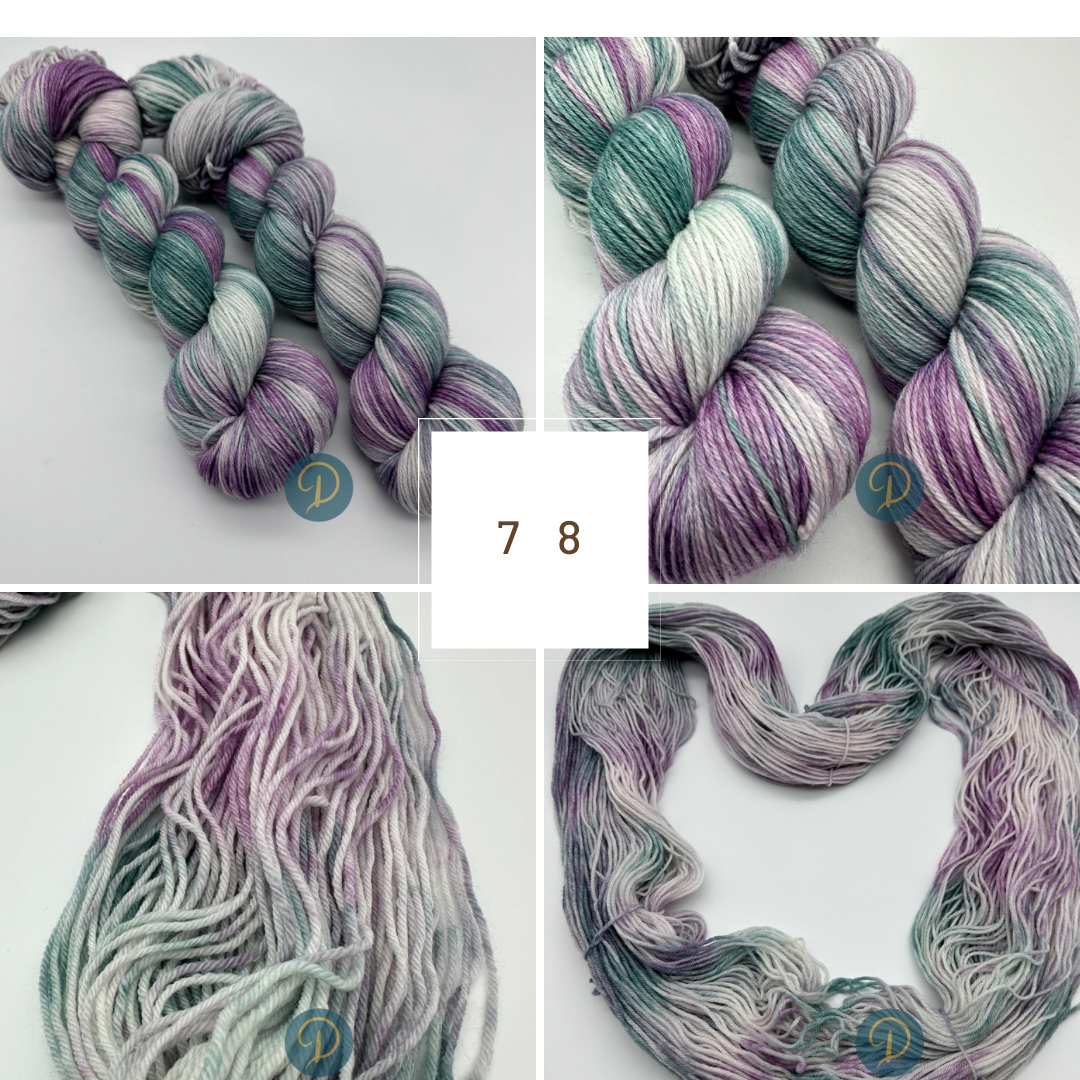 Handgefärbte Sockenwolle, 4-fach Wolle, 100 g, Nr. 78