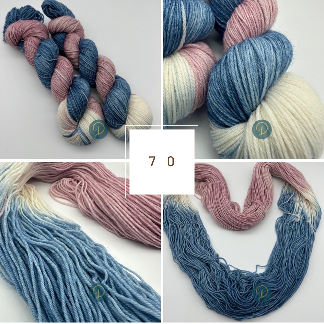Handgefärbte Sockenwolle, 4-fach Wolle, 100 g, Nr. 70