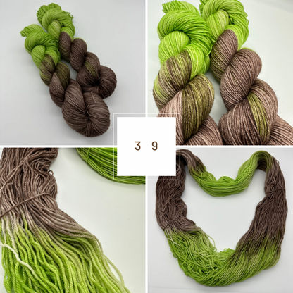 Handgefärbte Sockenwolle,  4-fach Wolle, 100 g, Nr. 39