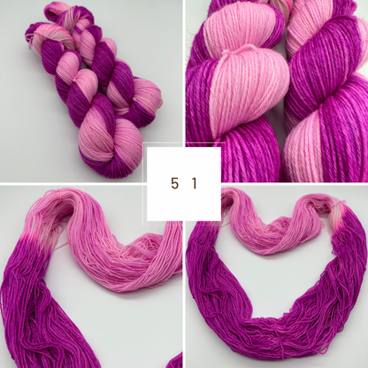 Handgefärbte Sockenwolle,  4-fach Wolle, 100 g, Nr. 51