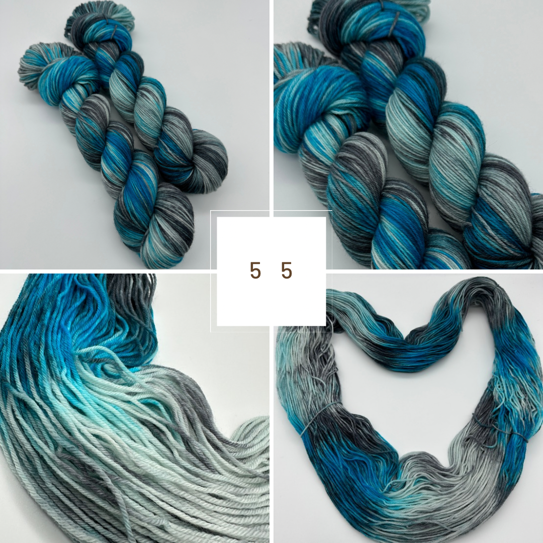 Handgefärbte Sockenwolle,  4-fach Wolle, 100 g, Nr. 55