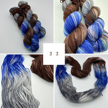 Handgefärbte Sockenwolle,  4-fach Wolle, 100 g, Nr. 33