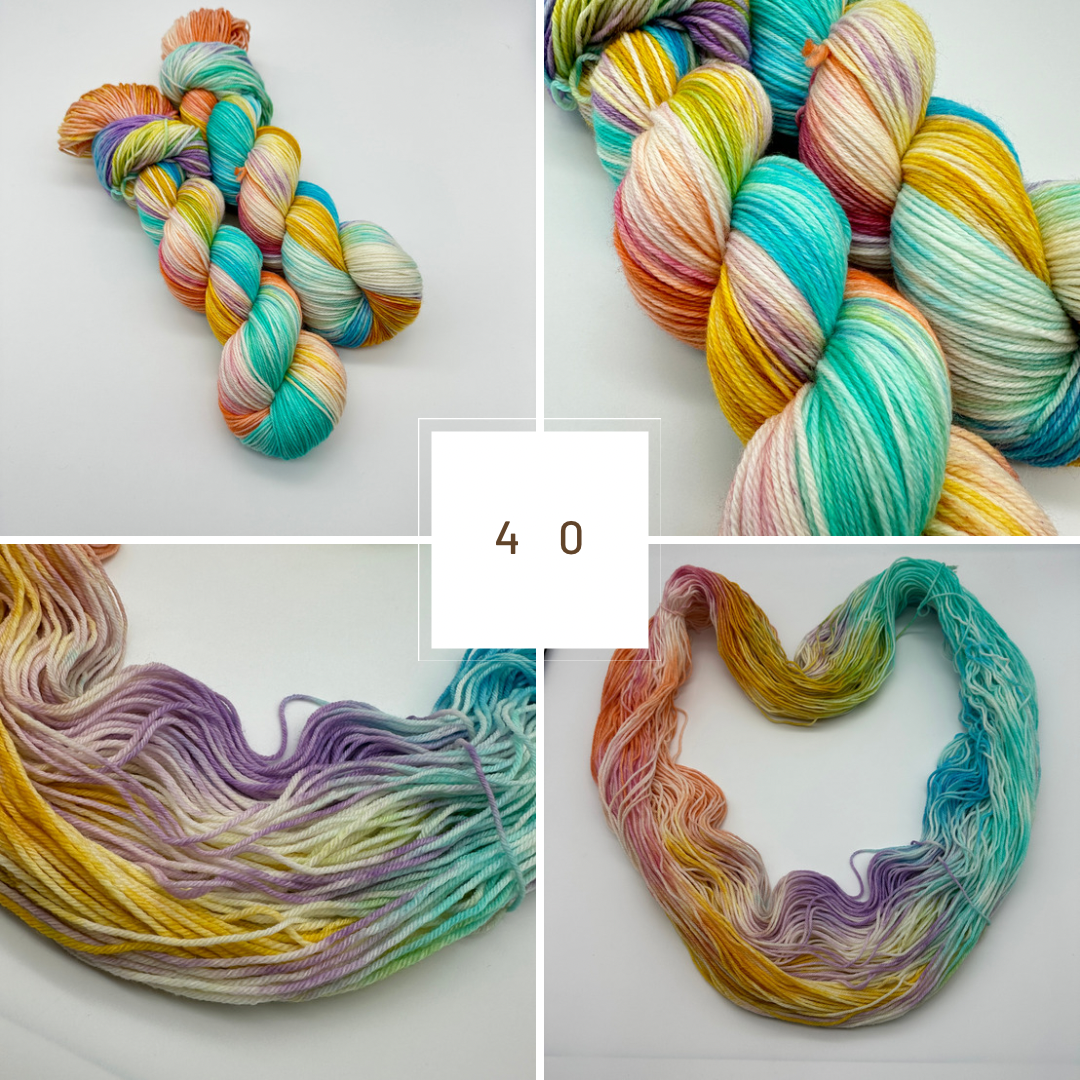 Handgefärbte Sockenwolle, 4-fach Wolle, 100 g, Nr. 40