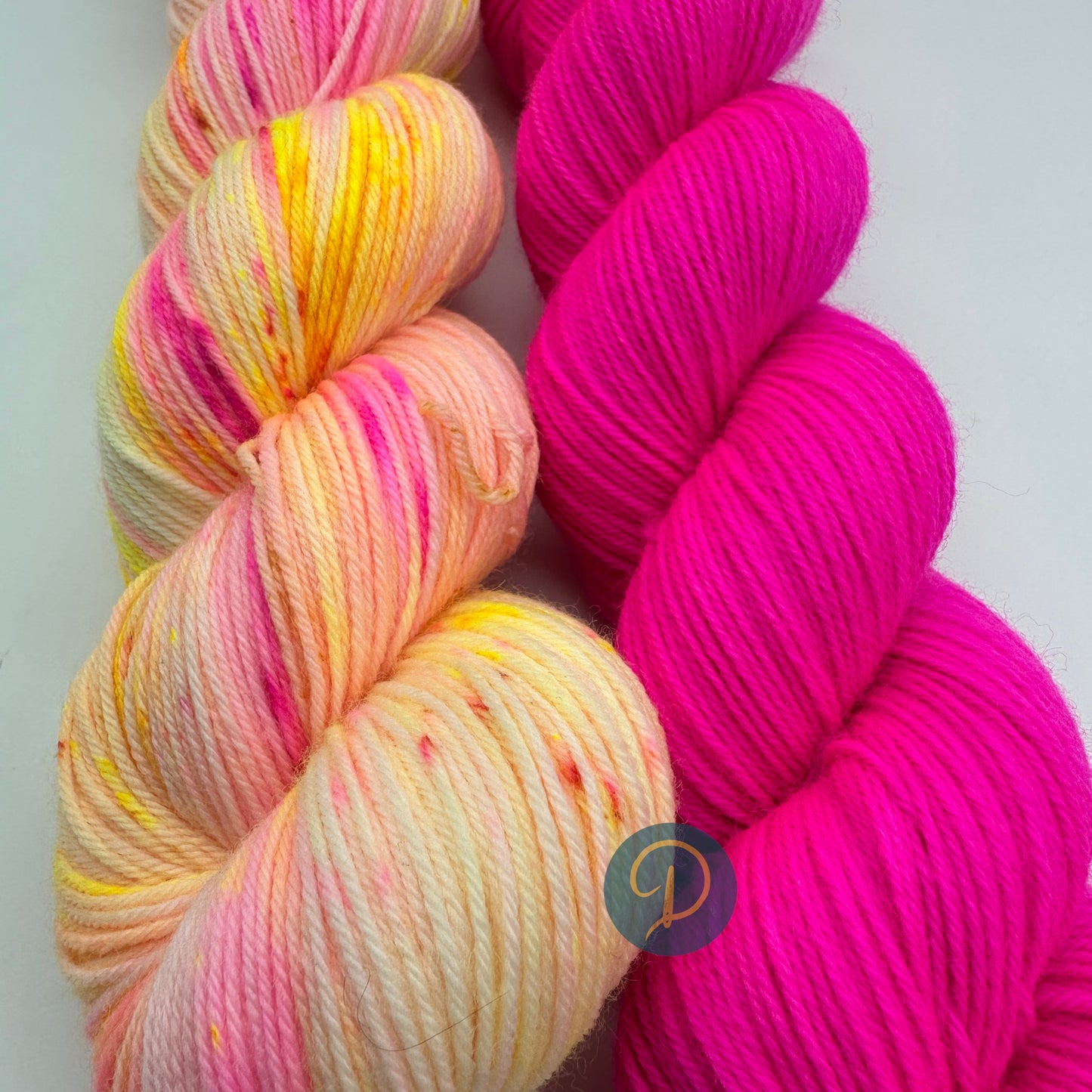 Handgefärbte Sockenwolle Set,  4-fach Wolle, 2 x 100 g, Nr. S1