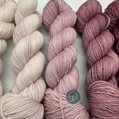Fade Set, handgefärbte Wolle, 4-fach, 5 Stränge je 100g, F6