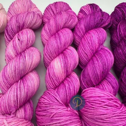 Fade Set, Handgefärbte Wolle, 4-fach, 6 Stränge x 100g - F1