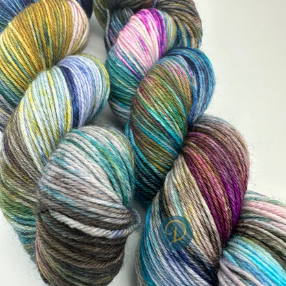 Handgefärbte Sockenwolle,  4-fach Wolle, 100 g, Nr. 89