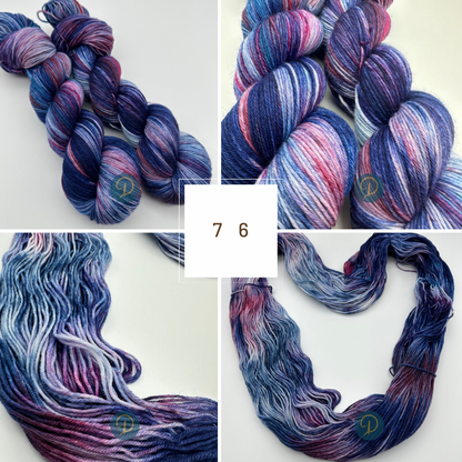 Handgefärbte Sockenwolle,  4-fach Wolle, 100 g, Nr. 76
